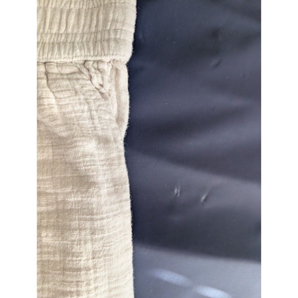 Aerie Women XS Beige Wide Leg Pants Elastic Waist Lace Side Trim Gauze Boho - Picture 5 of 9